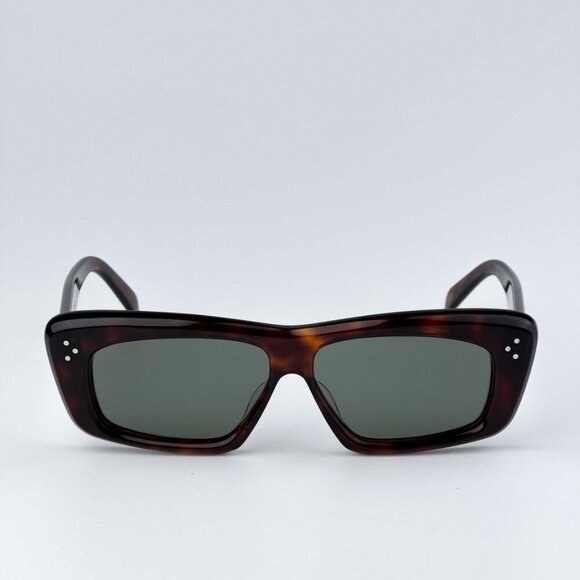 Celine CL40259I 52N BRAND NEW Sunglasses Havana Green Rectangle Unisex - Picture 1 of 12